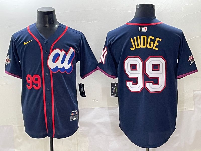 Men 2025 New York Yankees #99 Judge Blue All star Blank Blue Nike MLB Jersey style 3